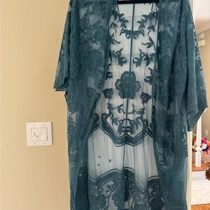 She + Sky Teal Lace Overlay